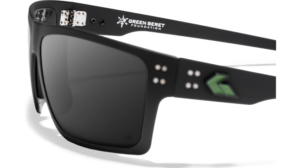 Gatorz Green Beret Foundation Sentix Sunglasses, Black w/GBF Green Logo Frame, Smoke Polarized Lens, 841235130199