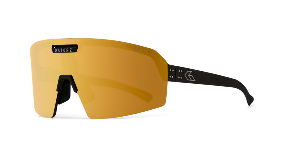 Gatorz Havok Black Frame, Engraved Logo, Smoke Polarized Gold Mirror Lens, 841235126406
