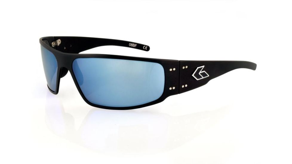 Gatorz Magnum 2.0 Asian Fit Sunglasses,Black Frame,Polarized Smoked Blue Mirror Lens, MAG2BLK01P-B