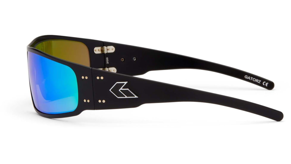 Gatorz Magnum Sunglasses, Asian Fit, Black Frame, Brown Polarized w/ Green Mirror Lens, AF-MAGBLK03P-G