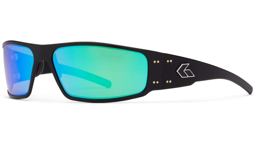 Gatorz Magnum Sunglasses, Asian Fit, Black Frame, Brown Polarized w/ Green Mirror Lens, AF-MAGBLK03P-G