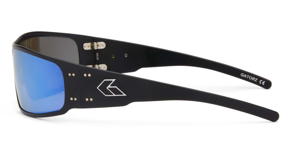 Gatorz Magnum Sunglasses, Asian Fit, Black Frame, Smoked Polarized w/ Blue Mirror Lens, AF-MAGBLK01P-B