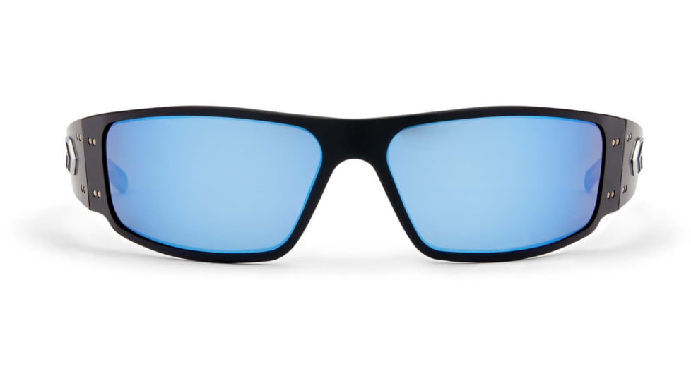 Gatorz Magnum Sunglasses, Asian Fit, Black Frame, Smoked Polarized w/ Blue Mirror Lens, AF-MAGBLK01P-B