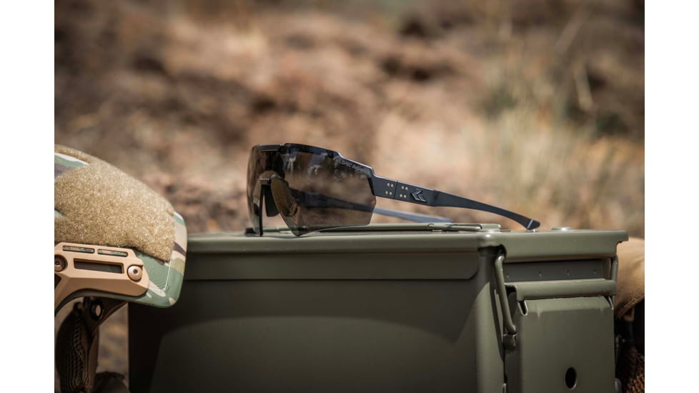 Gatorz Milspec Ballistic Z87.1 Sunglasses, Black Cerakote Frame, Smoke - Clear Array Lens, Blackout Logo, One Size, GZ-10-493