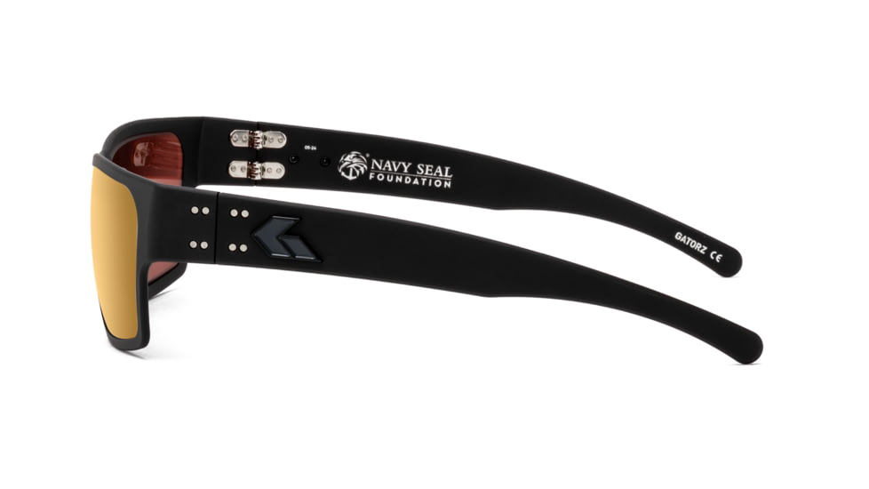 Gatorz Navy SEAL Foundation Delta Sunglasses, Black Frame with Black Logo, Rose Polarized Lens with Gold Mirror, GZ-50-089