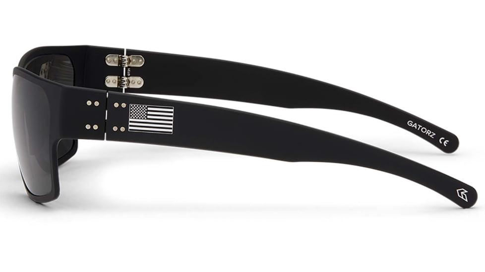 Gatorz Patriot Delta Sunglasses, Matte Black w/ American Flag Frame, Smoke Polarized Lens, AM-GDELBLK01P