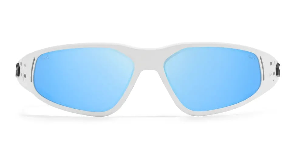 Gatorz Revenant Sunglasses, Frost w/Black Logo Frame, Smoke Optimized Polarized w/ Blue Mirror Lens, Frost, Medium, 841235128547