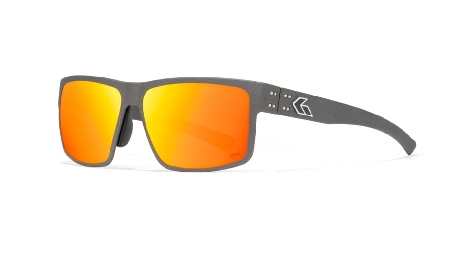 Gatorz Rig Sunglasses, Graphite Frame with Silver Logo, Opz Rose Sunburst Mirror Lenses, GZ-14-179
