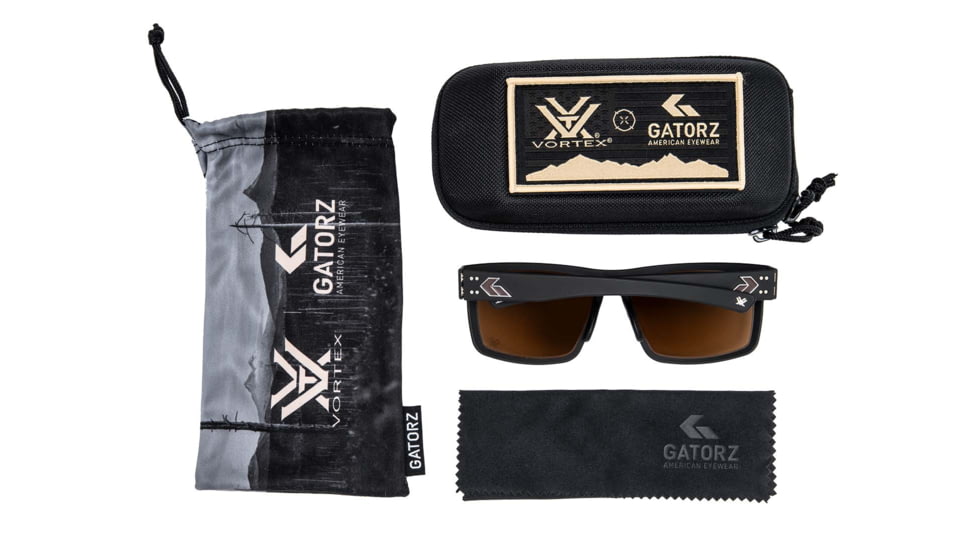 Gatorz Rig Vortex Sunglasses, Black Frame, Brown High Contrast MilSpec Ballistic Optimized Polarized Lens with Anti-Reflective Coating, Black/Brown, Large, GZ-53-488