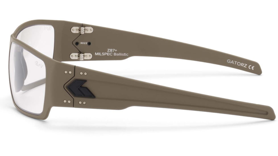 Gatorz Specter Sunglasses, Tan Cerakote, MILSPEC Ballistic Smoke w/ Anti-Fog, Black Logo, Tan, GZ-08-305