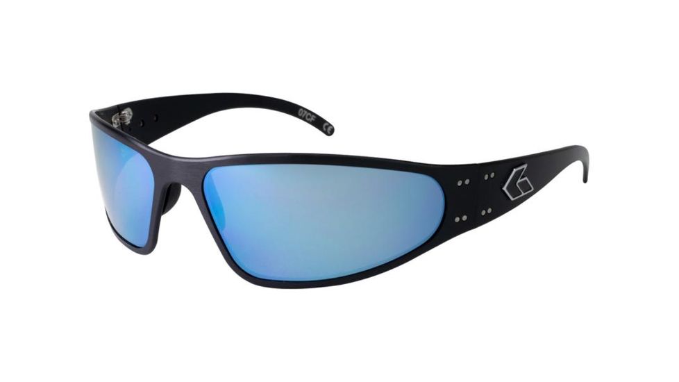 Gatorz Wraptor Sunglasses, Black Frame, Blue Chrome Lens WRABLK08C