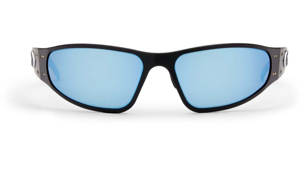 Gatorz Wraptor Sunglasses, Black Frame, Smoke Polarized w/Blue Mirror Lens, WRABLK01P-B