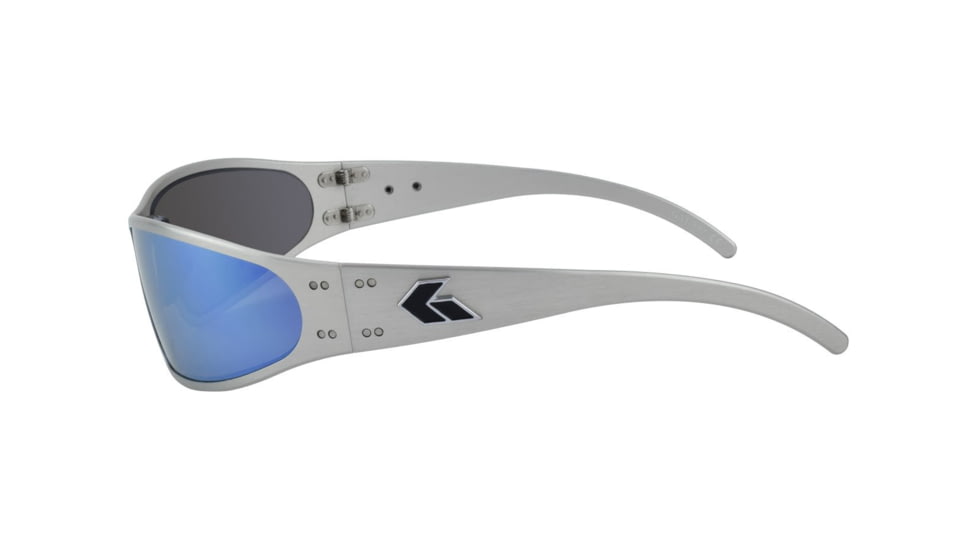 Gatorz Wraptor Sunglasses, Brushed Frame Smoked Polarized W/ Blue Mirror Lens, WRABRU01P-B