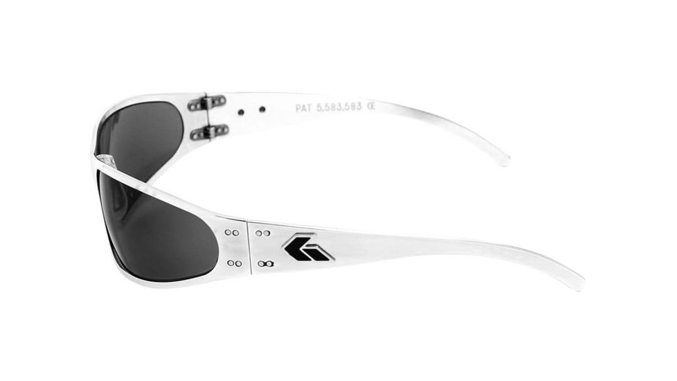 Gatorz Wraptor Sunglasses, Polished Frame, Grey Polarized Lens WRAPOL01P