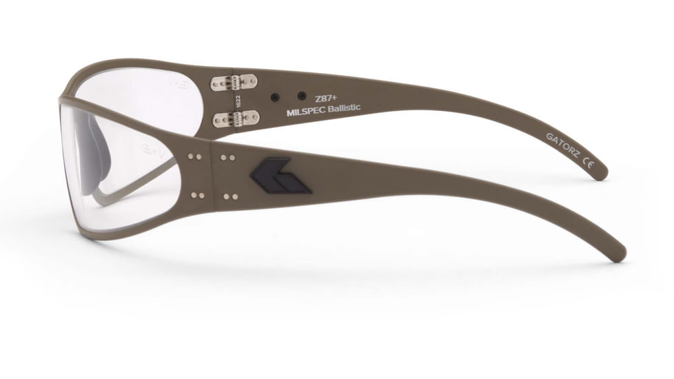Gatorz Wraptor Sunglasses, Tan Cerakote, MILSPEC Ballistic Smoke w/ Anti-Fog, Black Logo, Tan, GZ-02-305