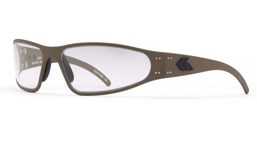 Gatorz Wraptor Sunglasses, Tan Cerakote, MILSPEC Ballistic Smoke w/ Anti-Fog, Black Logo, Tan, GZ-02-305