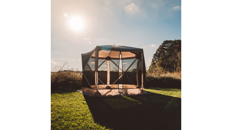Gazelle G5 5-Sided Portable Gazebo Pop-Up Hub Screen Tent, 3 Wind Panels, Desert Sand, 4-Person, GK907