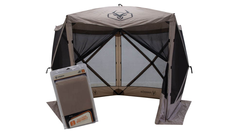 Gazelle G5 5-Sided Portable Gazebo Pop-Up Hub Screen Tent, 3 Wind Panels, Desert Sand, 4-Person, GK907