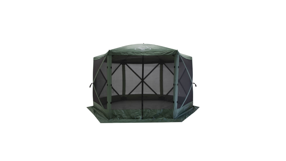 Gazelle G6 6-Sided Portable Gazebo Pop-Up Hub Screen Tent With 3 Pak of Wind Panels, Alpine Green, 8-Person, GK910