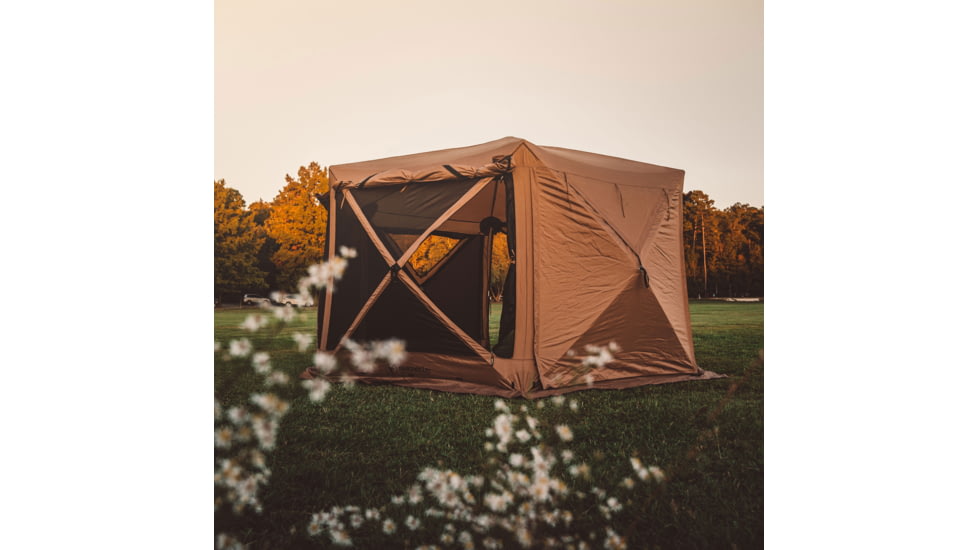 Gazelle G6 Deluxe 6-Sided Portable Gazebo Pop-Up Hub Screen Tent, Badlands Brown, 8-Person, GG610BR
