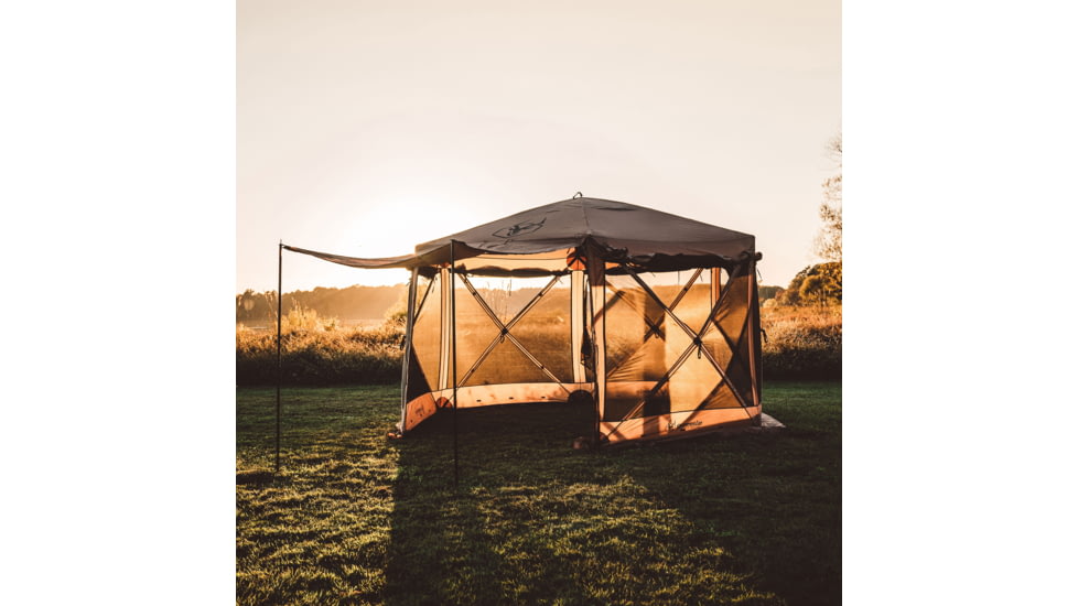 Gazelle G6 Deluxe 6-Sided Portable Gazebo Pop-Up Hub Screen Tent, Badlands Brown, 8-Person, GG610BR