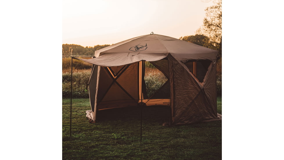 Gazelle G6 Deluxe 6-Sided Portable Gazebo Pop-Up Hub Screen Tent, Badlands Brown, 8-Person, GG610BR