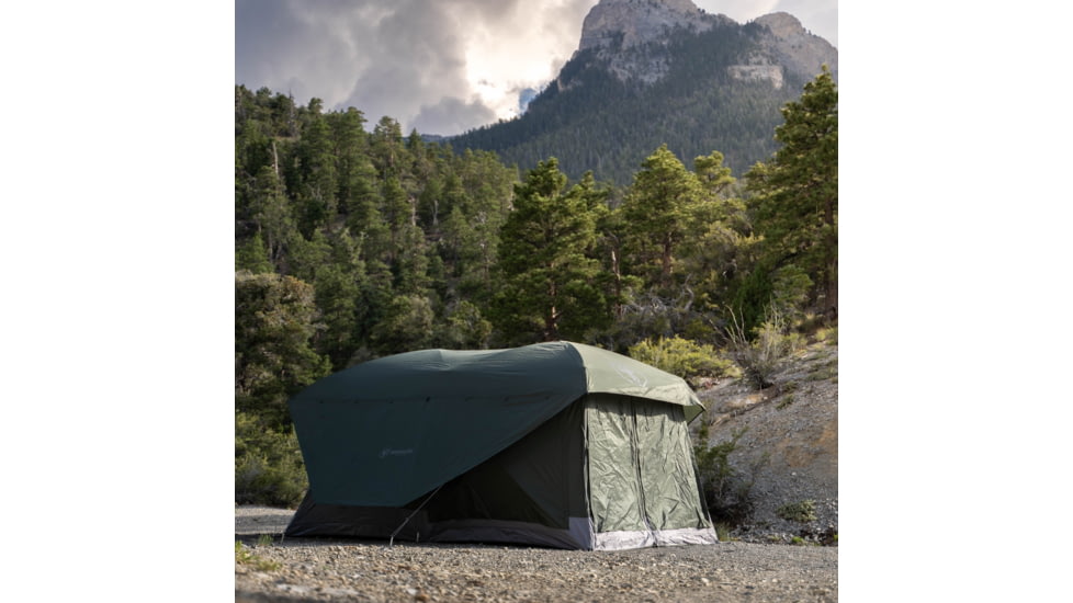 Gazelle T4 Tandem Hub Tent, Easy 90 Second Set-Up, Waterproof, UV Resistant, Convertible Screen Room, Removable Floor, Ample Storage Options, 4-8 Person, Alpine Green, 4-8 Person, GT450GR
