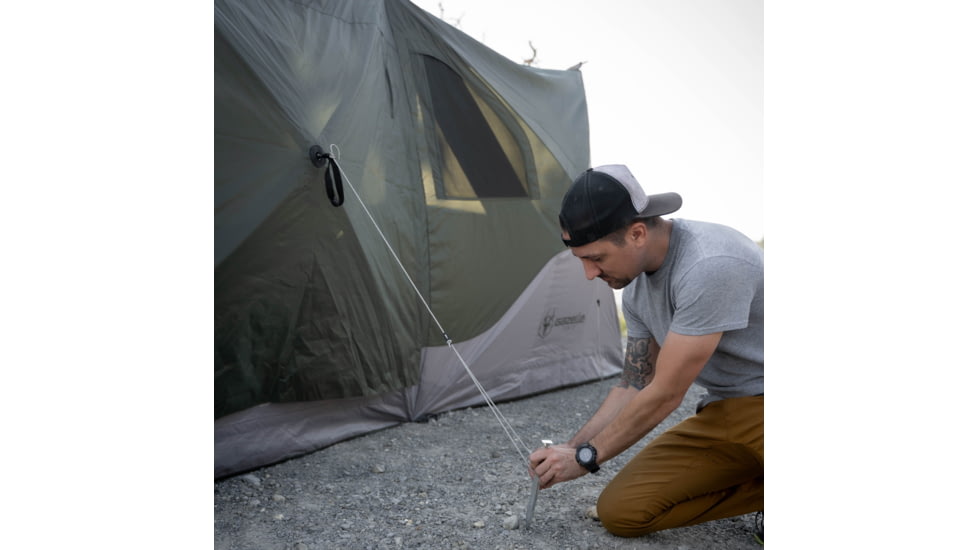 Gazelle T4 Tandem Hub Tent, Easy 90 Second Set-Up, Waterproof, UV Resistant, Convertible Screen Room, Removable Floor, Ample Storage Options, 4-8 Person, Alpine Green, 4-8 Person, GT450GR