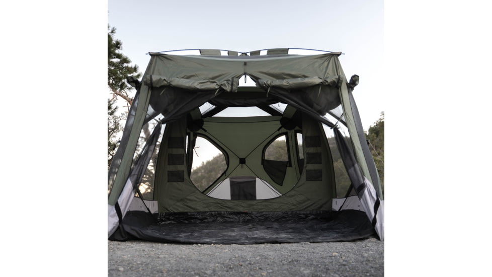 Gazelle T4 Tandem Hub Tent, Easy 90 Second Set-Up, Waterproof, UV Resistant, Convertible Screen Room, Removable Floor, Ample Storage Options, 4-8 Person, Alpine Green, 4-8 Person, GT450GR