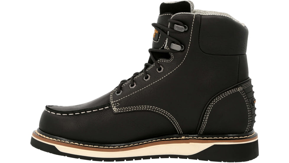 Georgia Boot AMP LT Wedge Waterproof Moc-Toe 6in Work Boot - Mens, Medium, Black, 9.5, GB00475-095M