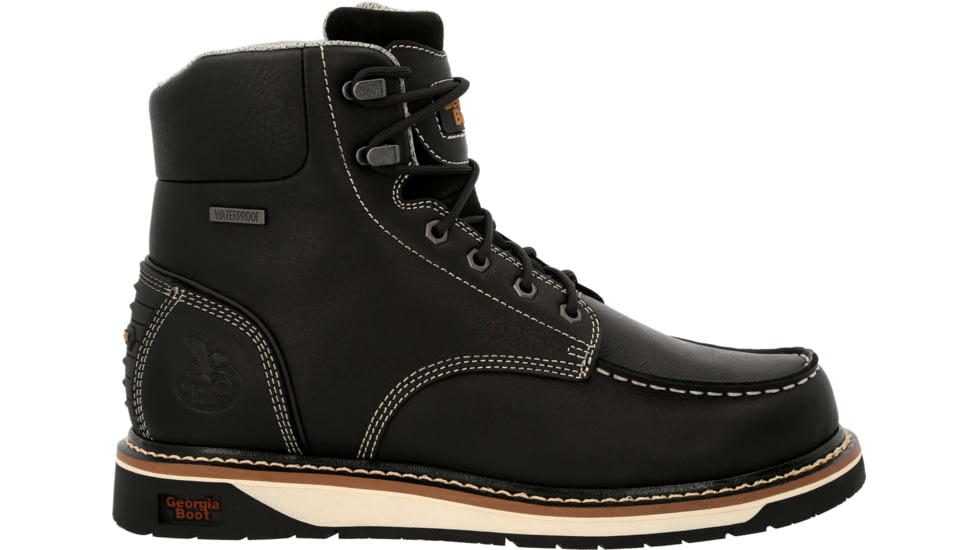 Georgia Boot AMP LT Wedge Waterproof Moc-Toe 6in Work Boot - Mens, Medium, Black, 9.5, GB00475-095M