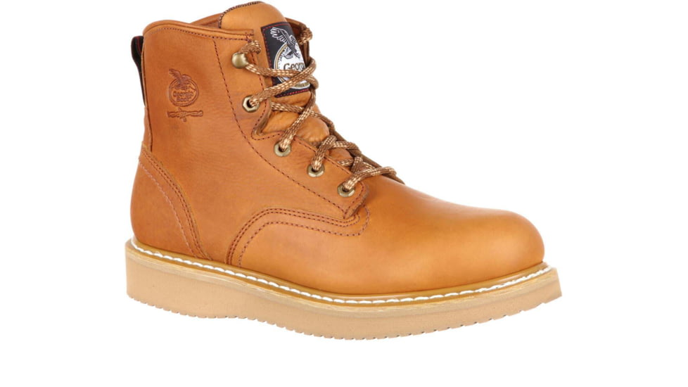 Georgia Boot Wedge 6in Work Boot - Mens, Medium, Baracuda Gold, 10, G6152-100M