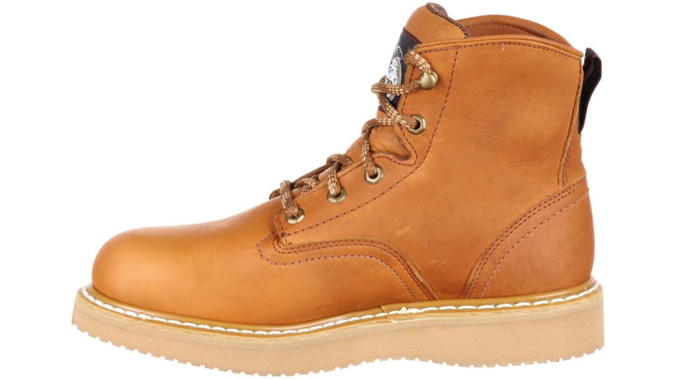 Georgia Boot Wedge Steel Toe 6in Work Boot - Mens, Medium, Baracuda Gold, 10, G6342-100M