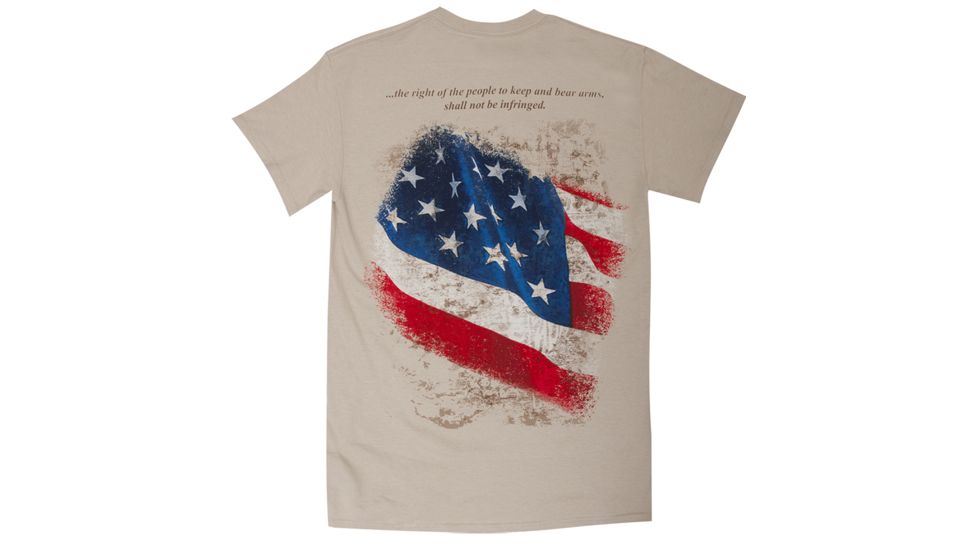 Glock AA49002 2nd Amendment T-Shirt Medium Tan Cotton/Polyester Short Sleeve