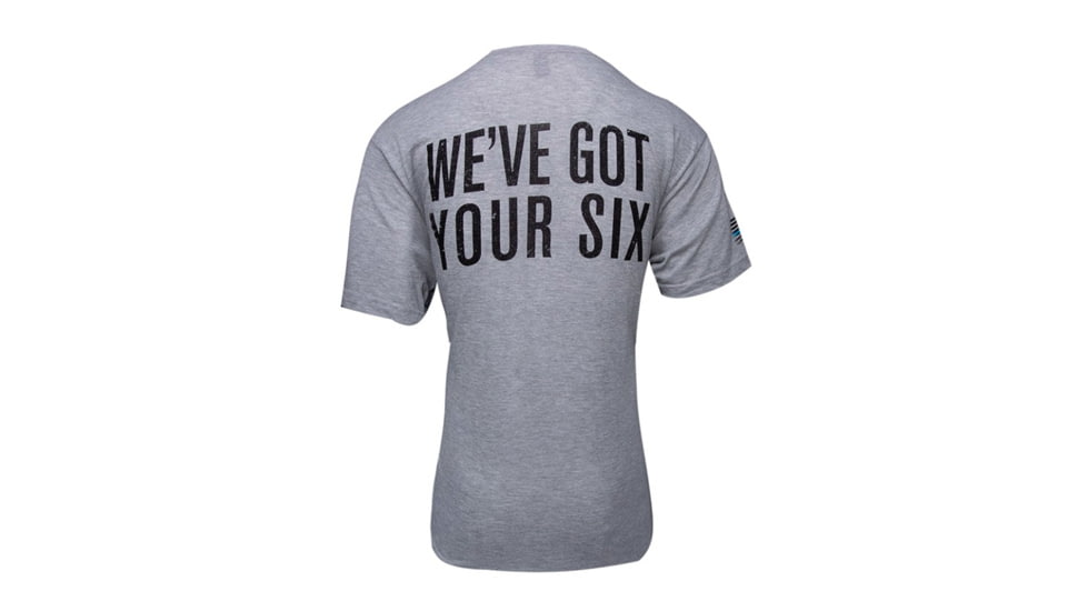 Glock AP95681 Weve Got Your Six Medium Short Sleeve T-Shirt Gray Cotton/Polyes, GLKAP95680
