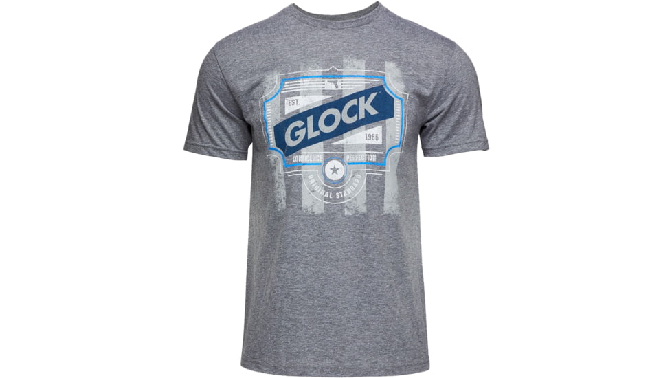 Glock AP96205 Blue Line Tee Gray Ringspun Cotton/Polyester Short Sleeve Small