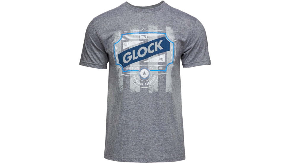 Glock Blue Line Tee, Gray Ringspun Cotton/Polyester, Short Sleeve, Medium, AP96206