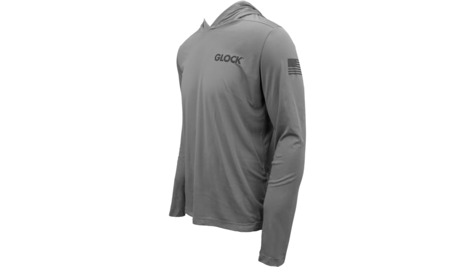 Glock Hooded Performance Long Sleeve Shirt Lg Grey