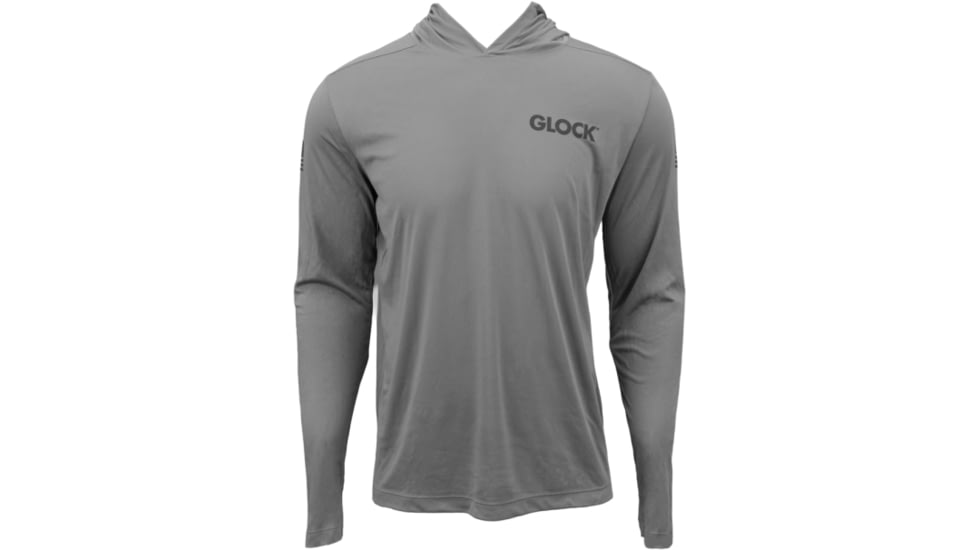 Glock Hooded Performance Long Sleeve Shirt Lg Grey