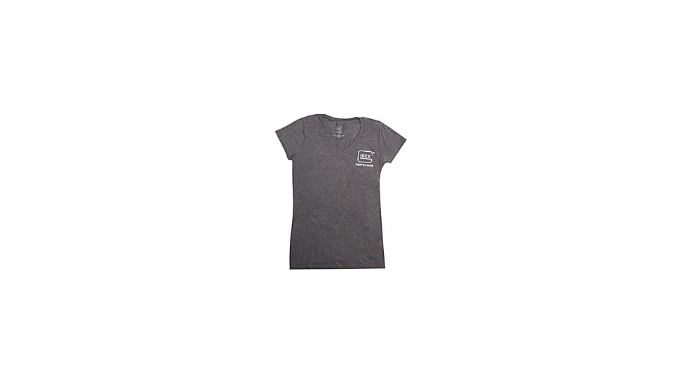 Glock Short Sleeve GLOCK Perfection Womens V-Neck T-Shirt, Charcoal, Medium, GLAA68161