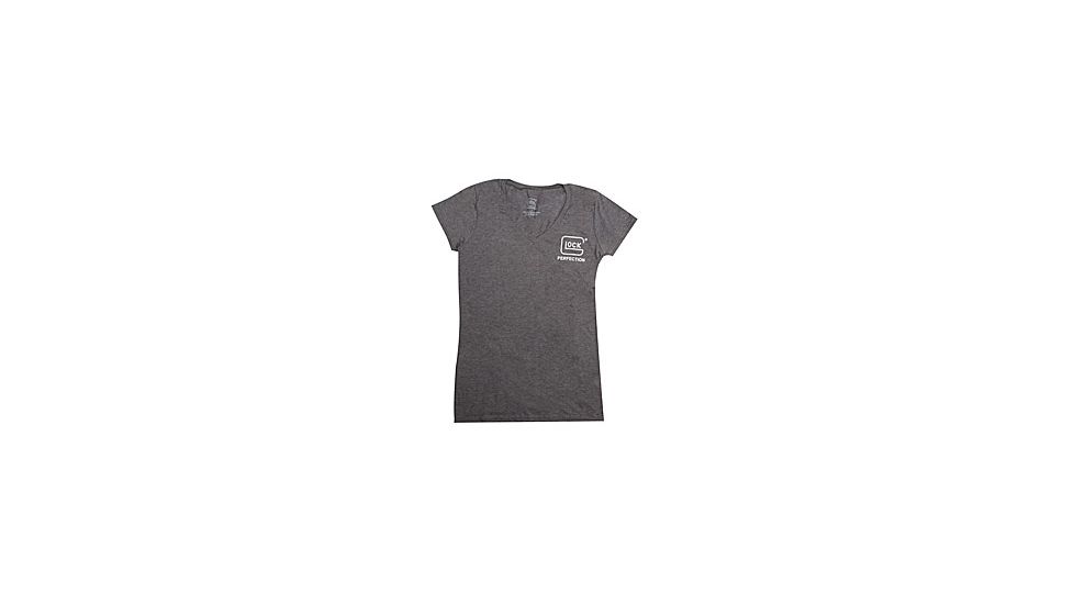 Glock Short Sleeve GLOCK Perfection Womens V-Neck T-Shirt, Charcoal, XL, GLAA68163