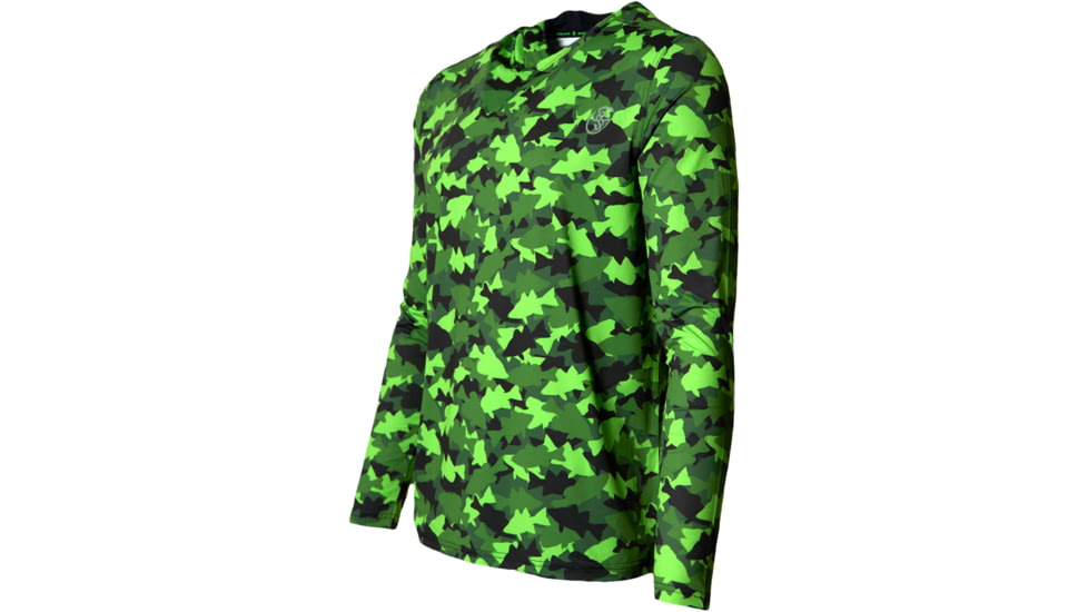 Googan Squad Green Fish Camo Hooded Long-Sleeve Shirt - Mens, 3XL, GS007-3X