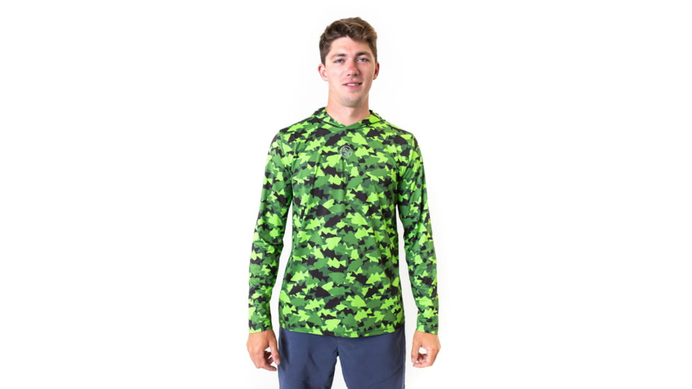 Googan Squad Green Fish Camo Hooded Long-Sleeve Shirt - Mens, 3XL, GS007-3X