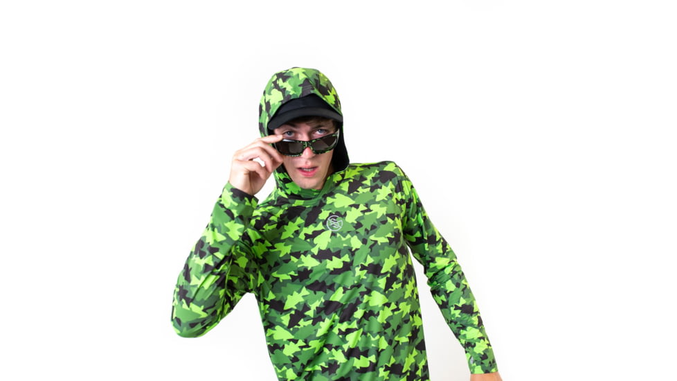 Googan Squad Green Fish Camo Hooded Long-Sleeve Shirt - Mens, 3XL, GS007-3X
