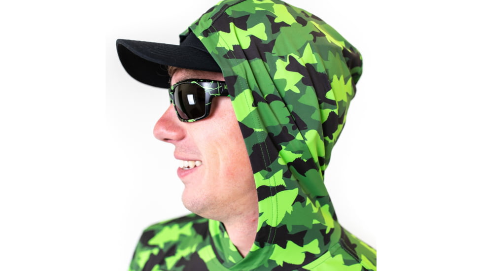 Googan Squad Green Fish Camo Hooded Long-Sleeve Shirt - Mens, 3XL, GS007-3X