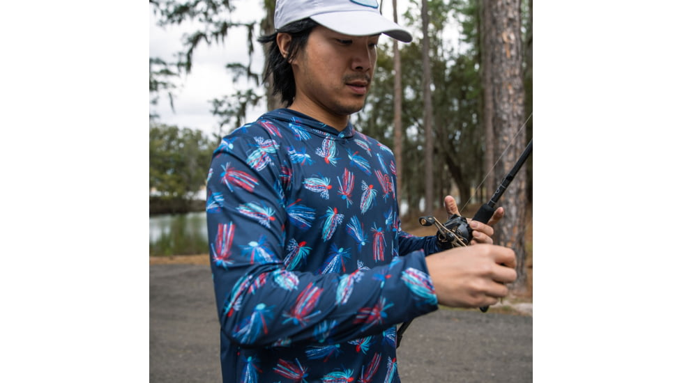 Googan Squad Patriotic Jigs Hooded Long-Sleeve Shirt w/Mesh Back - Mens, Medium, GS239-M