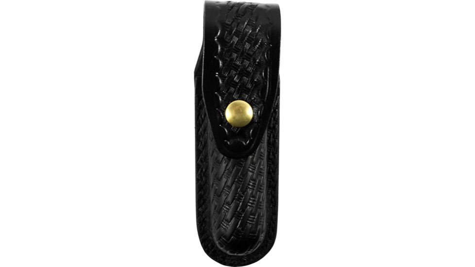 Gould &amp; Goodrich Small Flashlight Case w/Flap, Brass Hardware, Black Weave, B672-2WBR