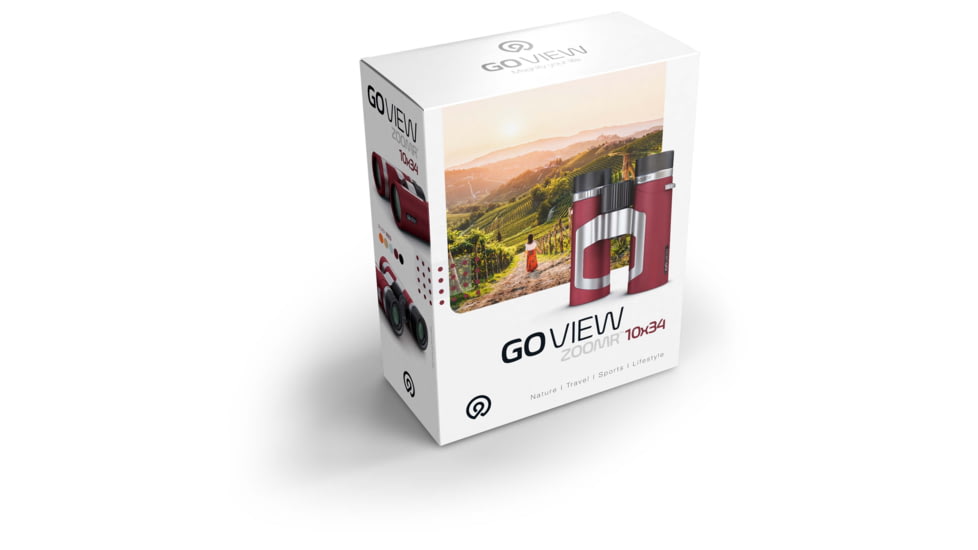 GoView ZOOMR 10x34mm Roof Prism Binoculars, Ruby Red, 4260527415961