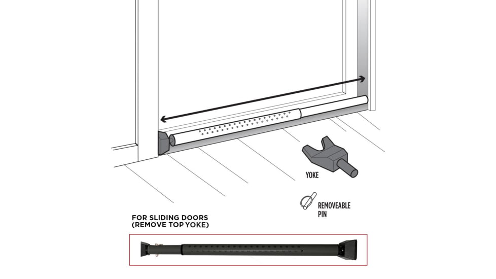 Guard Dog Security DoorKeeper Adjustable Door Security Bar, Black, One Size, DS-GDDK-BK
