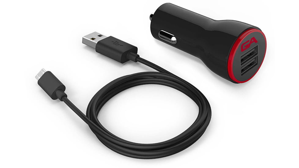 Guardian Angel Car Charger with Micro USB Cable, Black/Red, ELT-CC-M